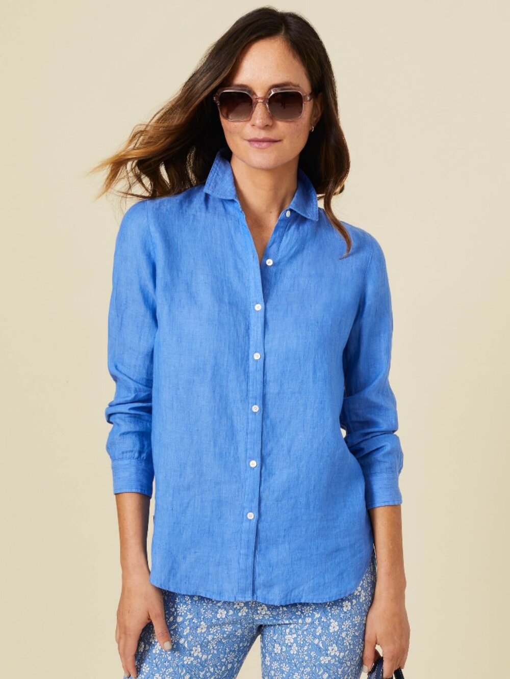 J McLaughlin Britt Linen Shirt - French Blue NEW